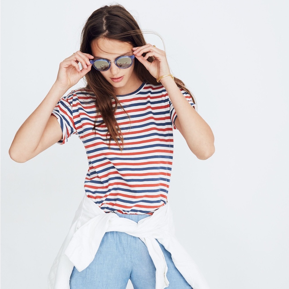 EUC Madewell Whisper Cotton Crewneck Tee in Franklin Stripe